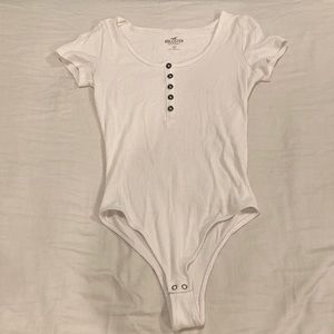 Hollister White Button-up Bodysuit